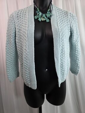 Chico's Pale Blue Open-Front Knit Cardigan, Size: 0